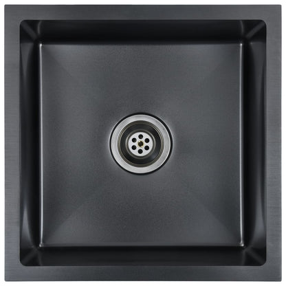 Gootsteen Handgemaakt Roestvrij Staal 44 x 44 x 20 cm Zwart