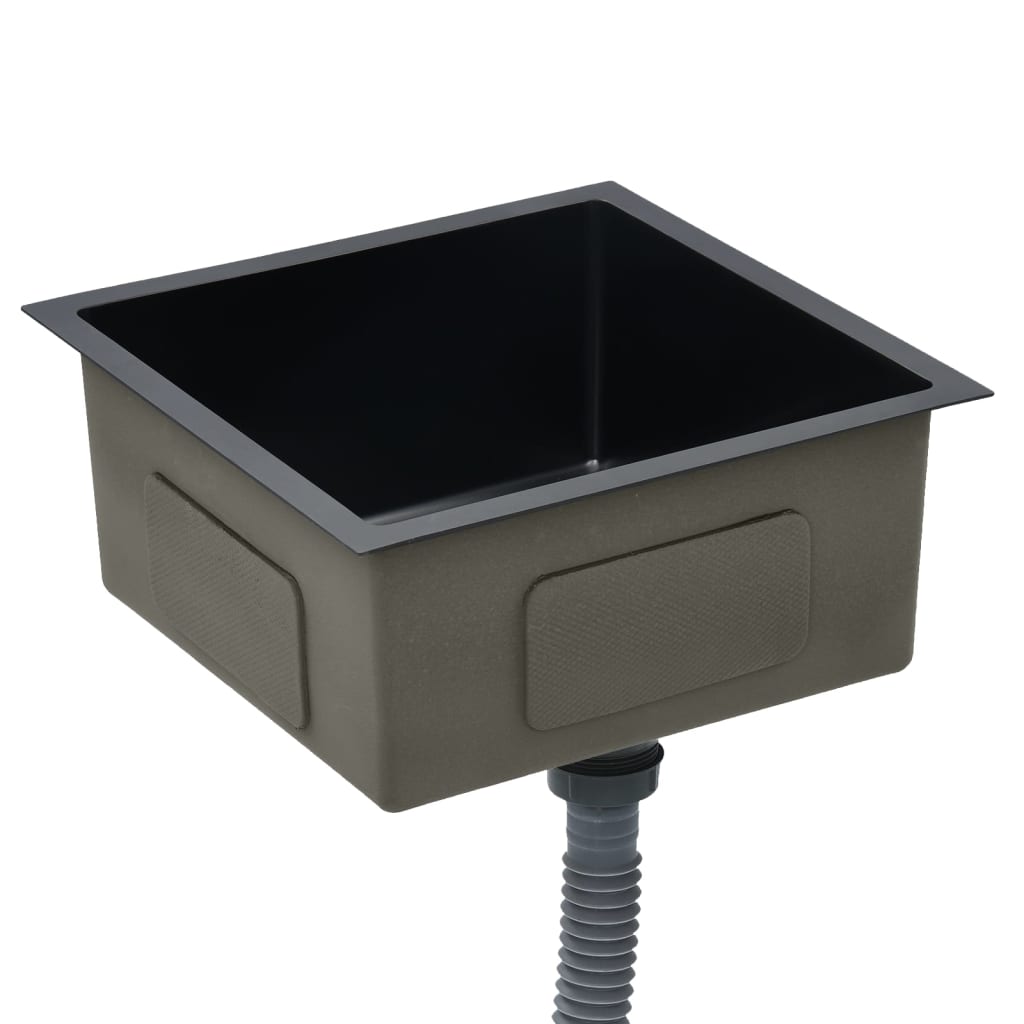 Gootsteen Handgemaakt Roestvrij Staal 44 x 44 x 20 cm Zwart