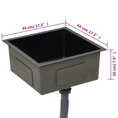 Gootsteen Handgemaakt Roestvrij Staal 44 x 44 x 20 cm Zwart