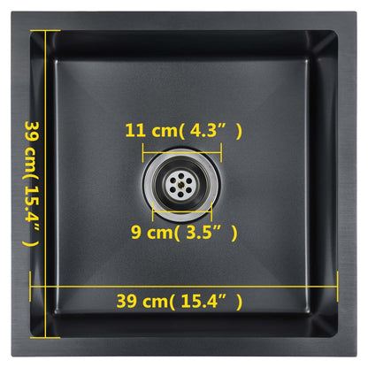 Gootsteen Handgemaakt Roestvrij Staal 44 x 44 x 20 cm Zwart