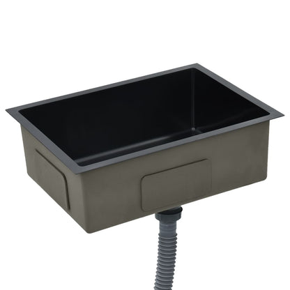 Gootsteen Handgemaakt Roestvrij Staal 59 x 44 x 20 cm Zwart