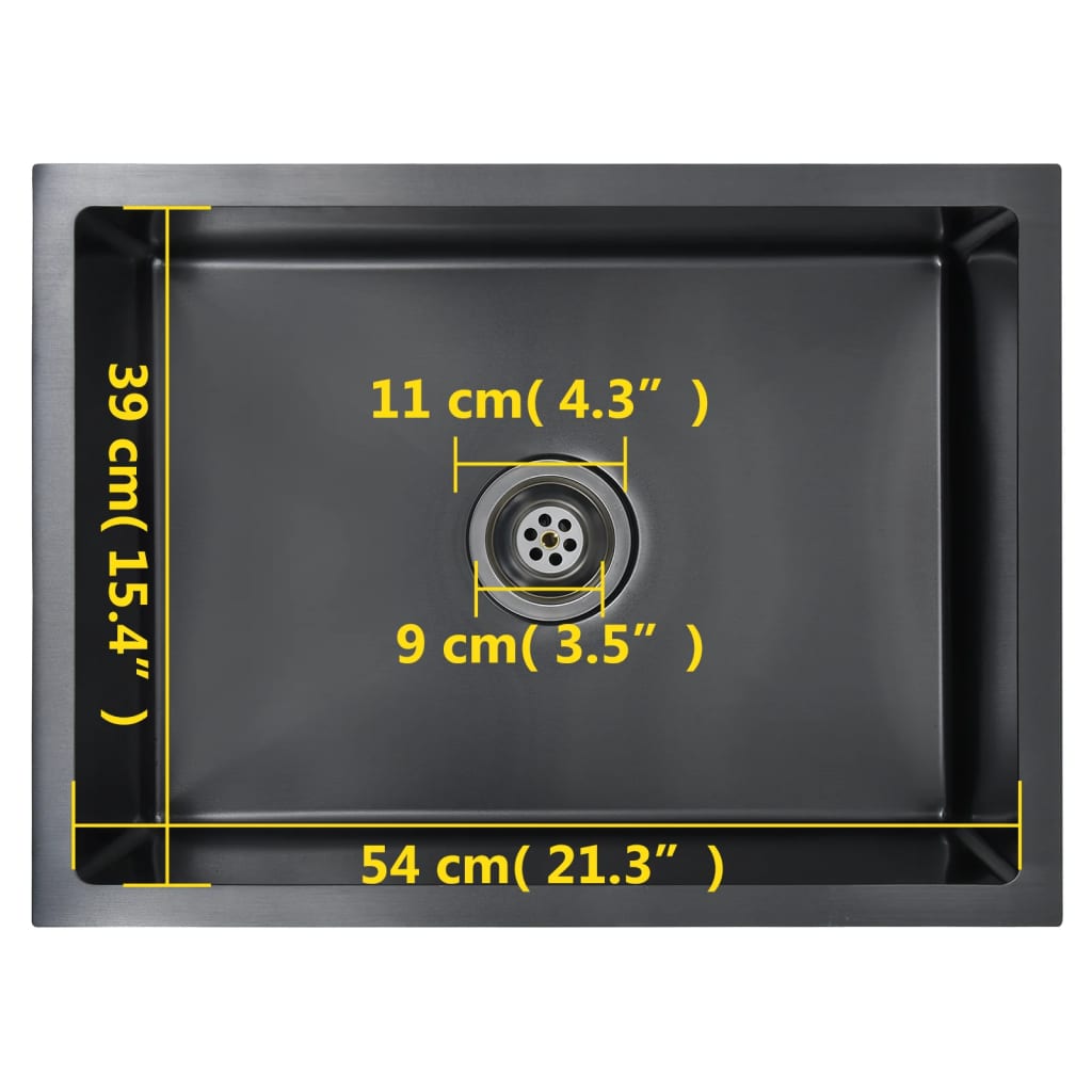 Gootsteen Handgemaakt Roestvrij Staal 59 x 44 x 20 cm Zwart