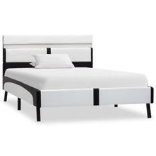 Bedframe Met Led Kunstleer 90 x 200 cm Wit en zwart