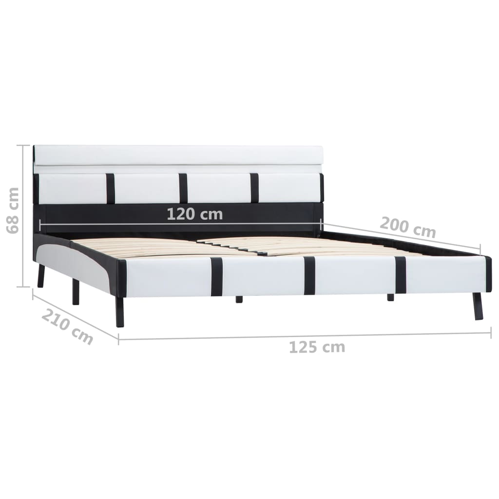 Bedframe Met Led Kunstleer 120 x 200 cm Wit en zwart