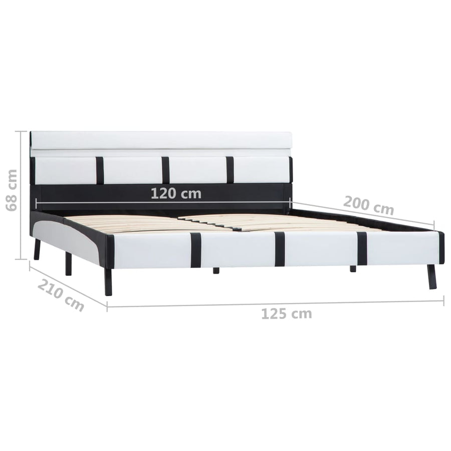 Bedframe Met Led Kunstleer 120 x 200 cm Wit en zwart