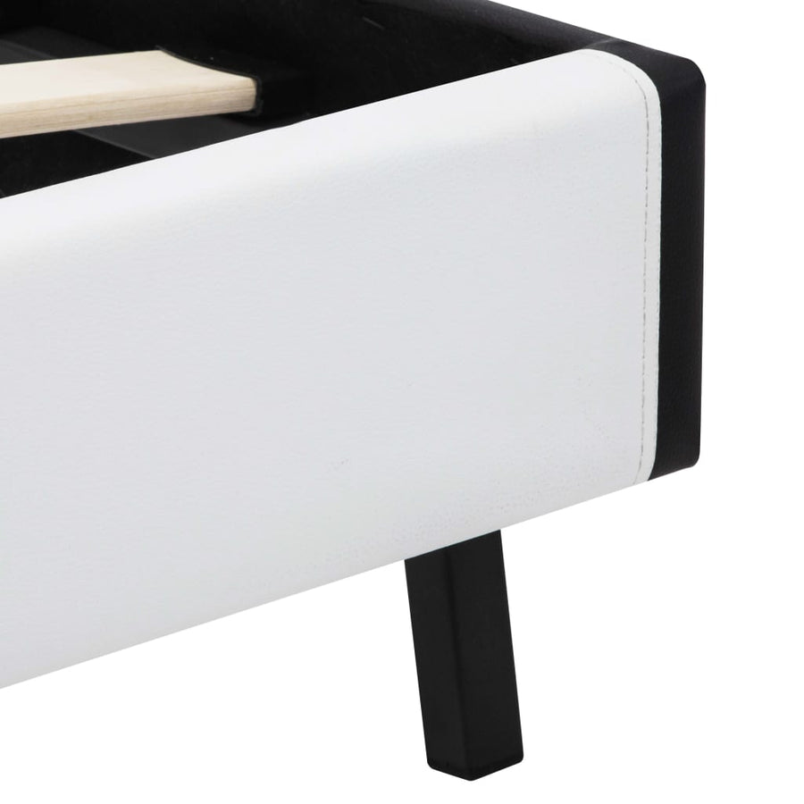 Bedframe Met Led Kunstleer 160 x 200 cm Wit en zwart