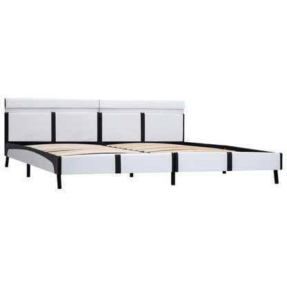 Bedframe Met Led Kunstleer Wit 180X200 Cm 180 x 200 cm Wit en zwart