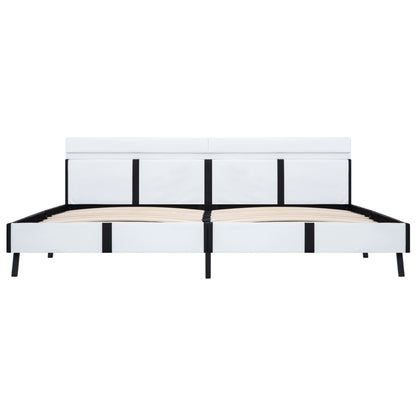 Bedframe Met Led Kunstleer Wit 180X200 Cm 180 x 200 cm Wit en zwart
