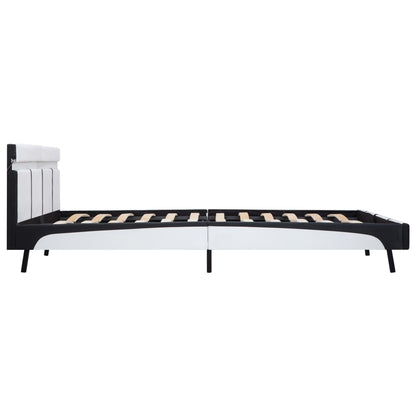 Bedframe Met Led Kunstleer Wit 180X200 Cm 180 x 200 cm Wit en zwart