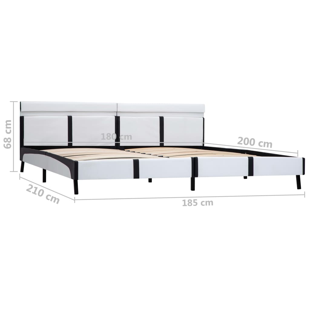Bedframe Met Led Kunstleer Wit 180X200 Cm 180 x 200 cm Wit en zwart