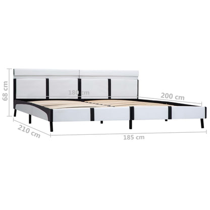 Bedframe Met Led Kunstleer Wit 180X200 Cm 180 x 200 cm Wit en zwart