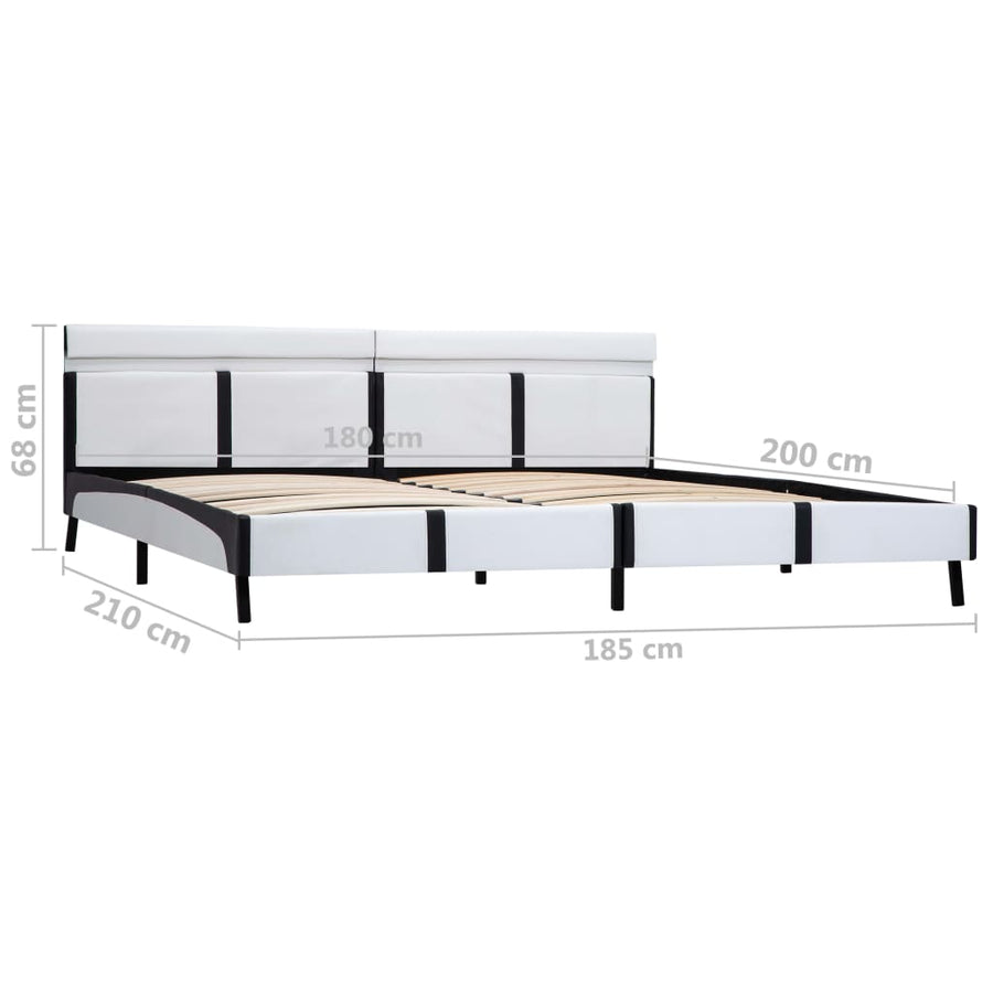 Bedframe Met Led Kunstleer Wit 180X200 Cm 180 x 200 cm Wit en zwart