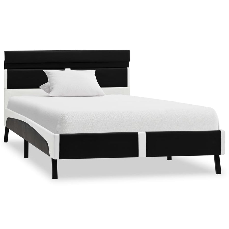 Bedframe Met Led Kunstleer Zwart 90X200 Cm