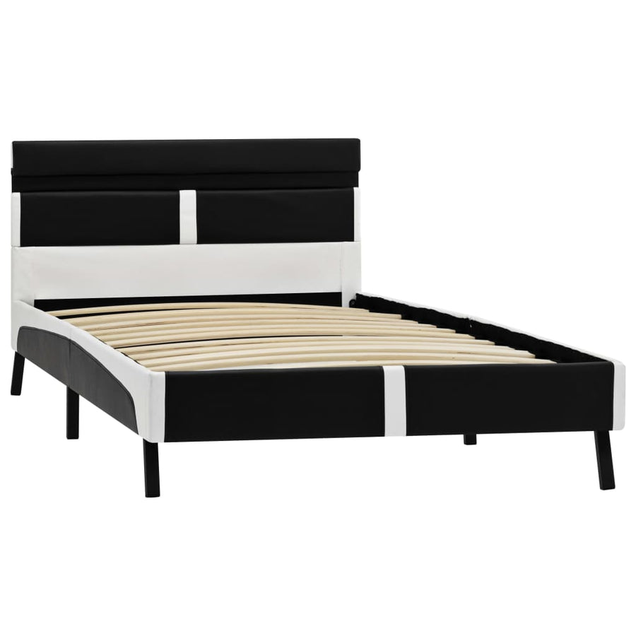 Bedframe Met Led Kunstleer Zwart 90X200 Cm