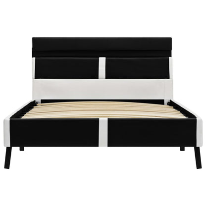 Bedframe Met Led Kunstleer Zwart 90X200 Cm