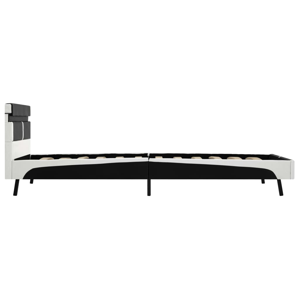 Bedframe Met Led Kunstleer Zwart 90X200 Cm