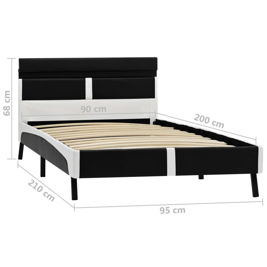 Bedframe Met Led Kunstleer Zwart 90X200 Cm