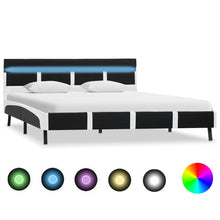 Bedframe Met Led Kunstleer Zwart 120X200 Cm 120 x 200 cm Zwart en wit