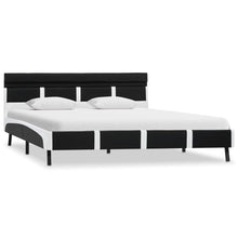 Bedframe Met Led Kunstleer Zwart 120X200 Cm 120 x 200 cm Zwart en wit