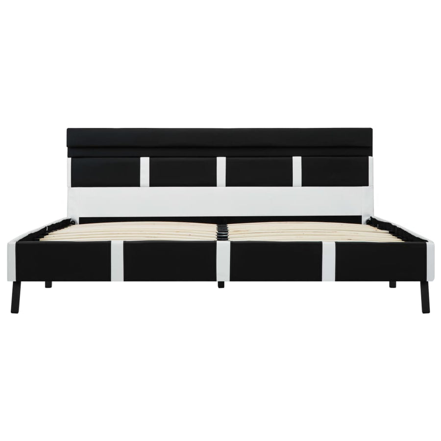Bedframe Met Led Kunstleer Zwart 120X200 Cm 120 x 200 cm Zwart en wit