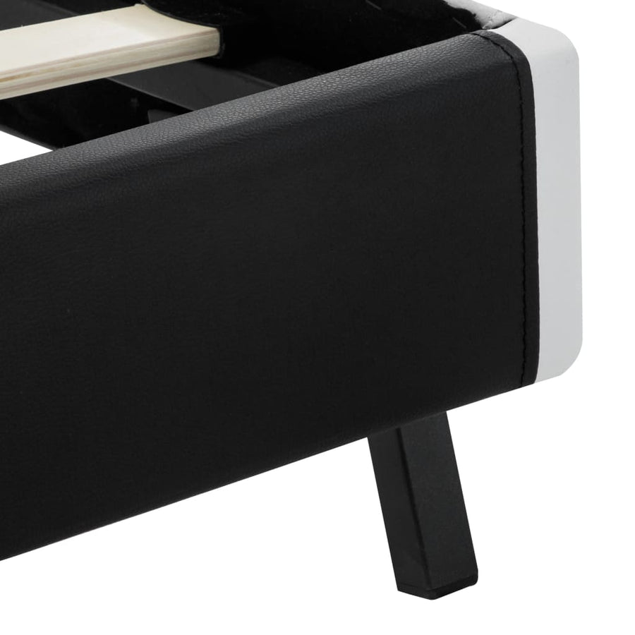 Bedframe Met Led Kunstleer 140 x 200 cm Zwart en wit