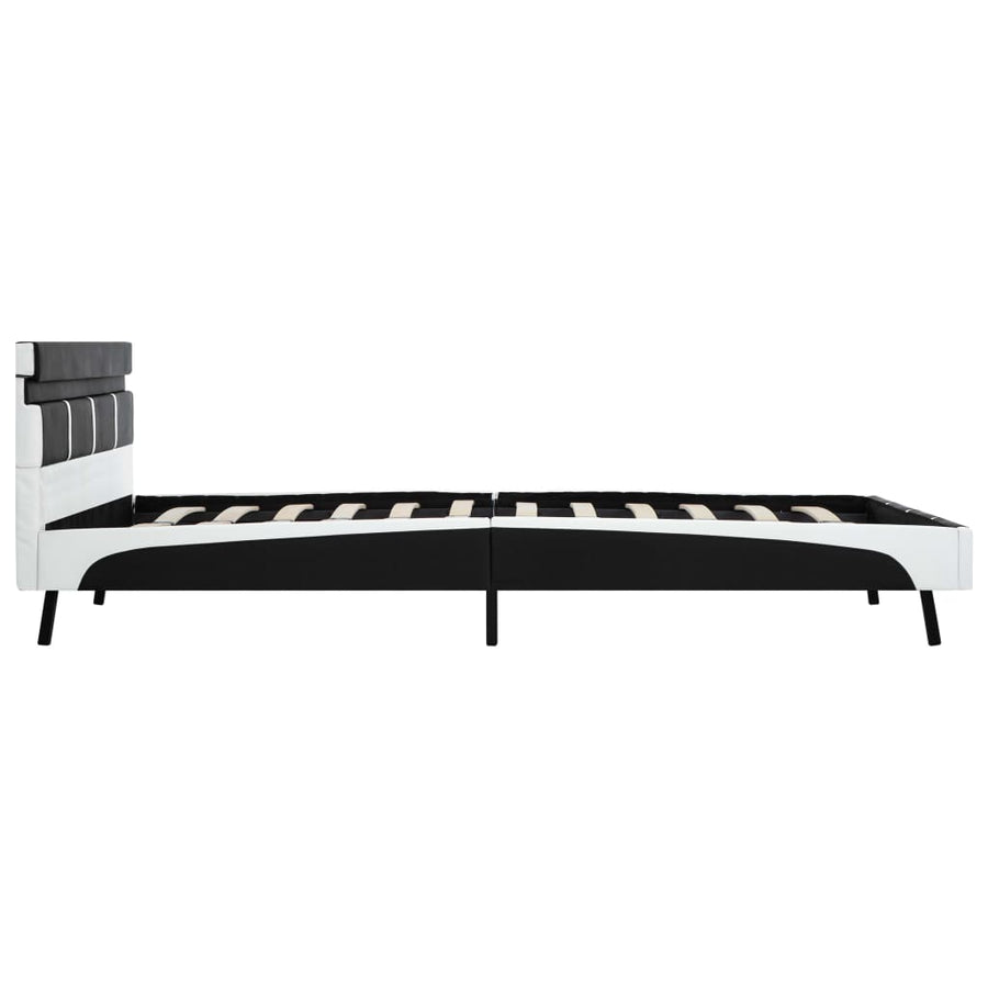 Bedframe Met Led Kunstleer Zwart 160X200 Cm 160 x 200 cm Zwart en wit