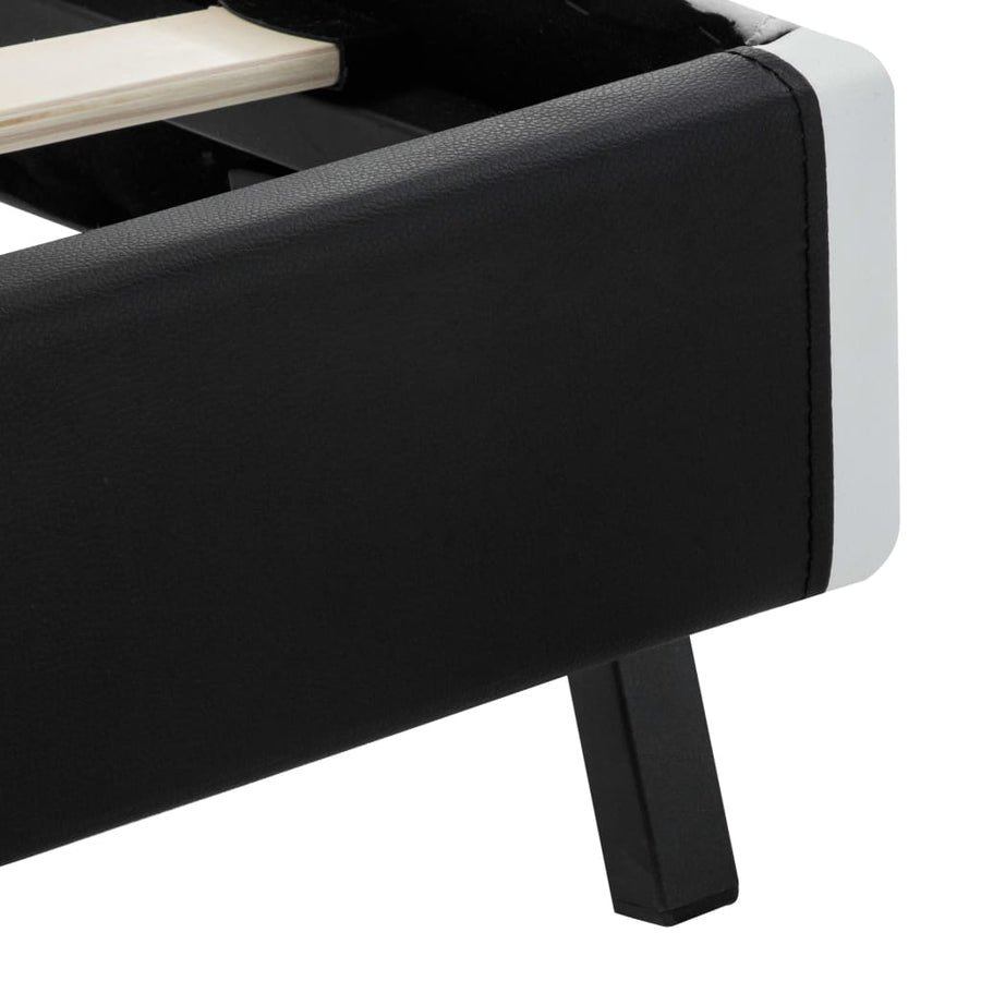 Bedframe Met Led Kunstleer Zwart 160X200 Cm 160 x 200 cm Zwart en wit