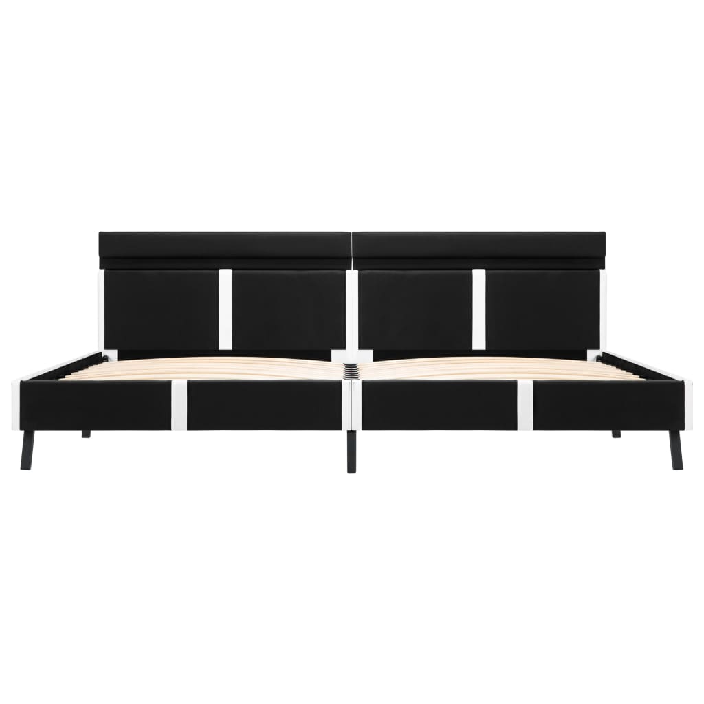 Bedframe Met Led Kunstleer Zwart 180X200 Cm Zwart en wit 180 x 200 cm