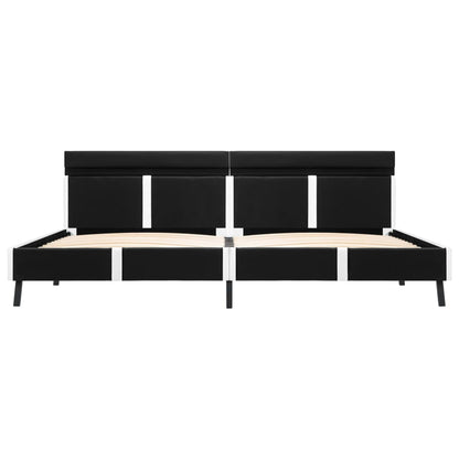 Bedframe Met Led Kunstleer Zwart 180X200 Cm Zwart en wit 180 x 200 cm