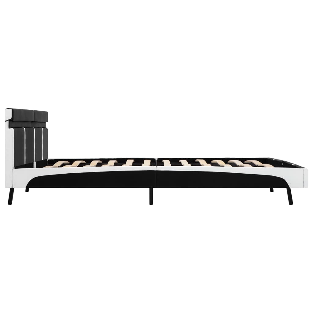 Bedframe Met Led Kunstleer Zwart 180X200 Cm Zwart en wit 180 x 200 cm