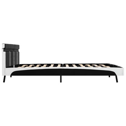Bedframe Met Led Kunstleer Zwart 180X200 Cm Zwart en wit 180 x 200 cm