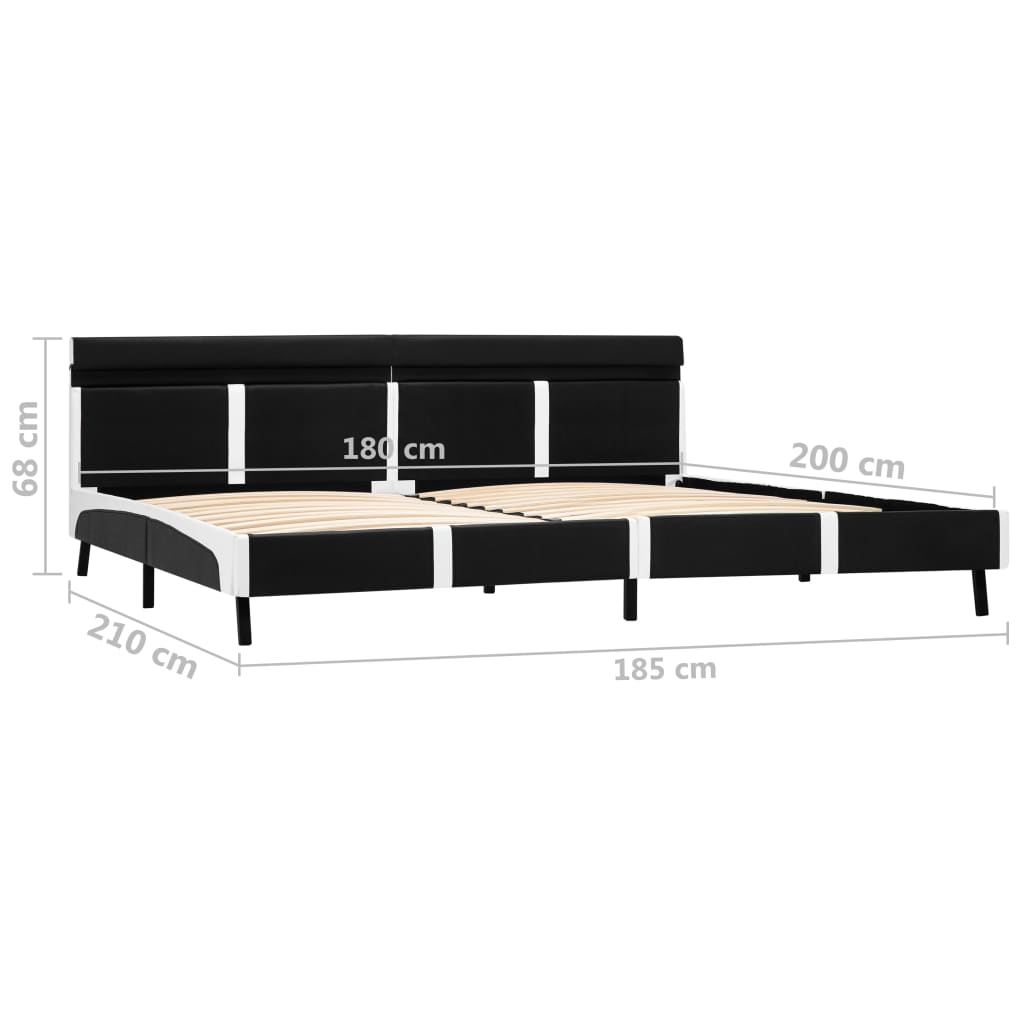 Bedframe Met Led Kunstleer Zwart 180X200 Cm Zwart en wit 180 x 200 cm