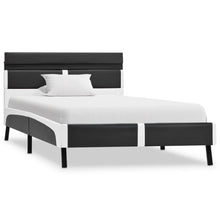 Bedframe Met Led Kunstleer 90 x 200 cm Grijs en wit