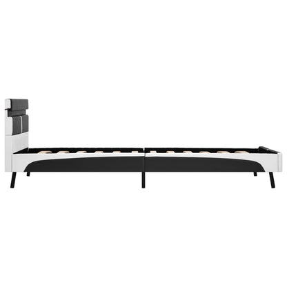 Bedframe Met Led Kunstleer 90 x 200 cm Grijs en wit