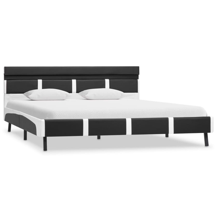 Bedframe Met Led Kunstleer 120 x 200 cm Grijs en wit