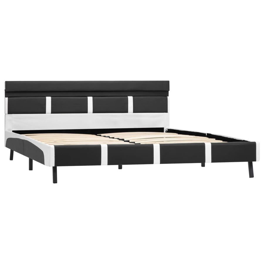 Bedframe Met Led Kunstleer 120 x 200 cm Grijs en wit