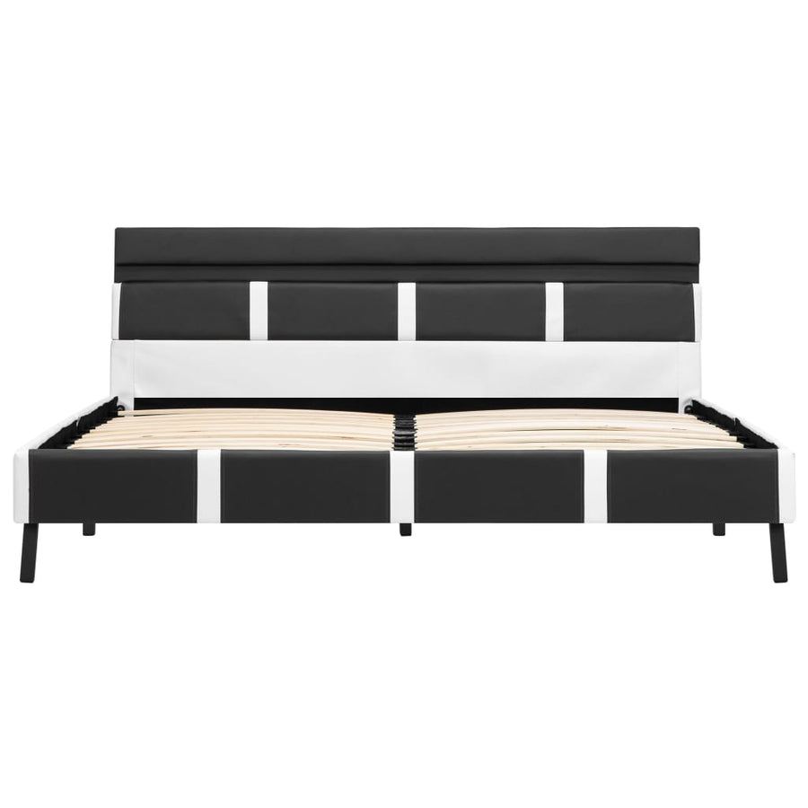 Bedframe Met Led Kunstleer 120 x 200 cm Grijs en wit