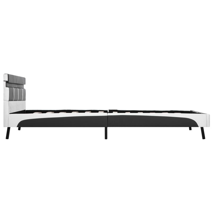 Bedframe Met Led Kunstleer 120 x 200 cm Grijs en wit