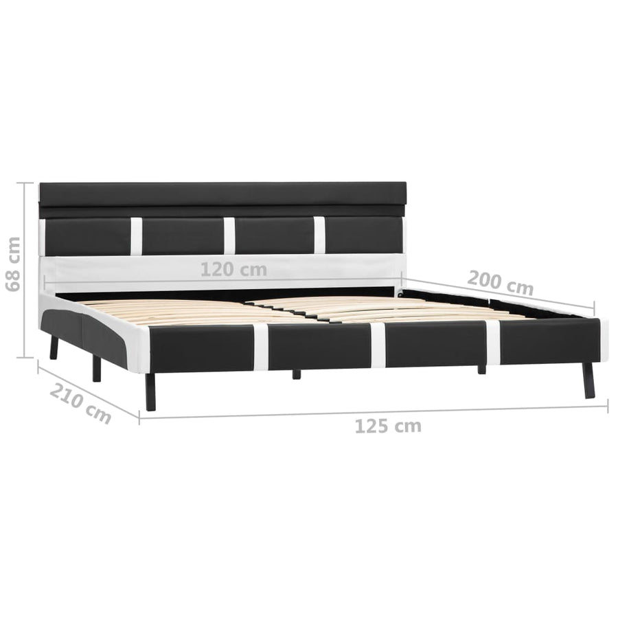 Bedframe Met Led Kunstleer 120 x 200 cm Grijs en wit