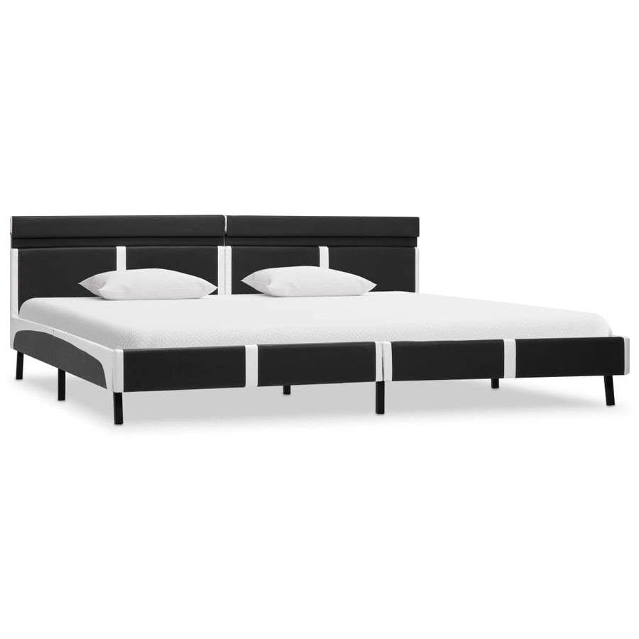 Bedframe Met Led Kunstleer Grijs 180X200 Cm Grijs en wit 180 x 200 cm