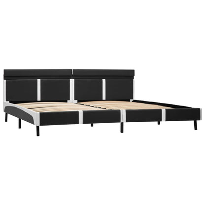 Bedframe Met Led Kunstleer Grijs 180X200 Cm Grijs en wit 180 x 200 cm