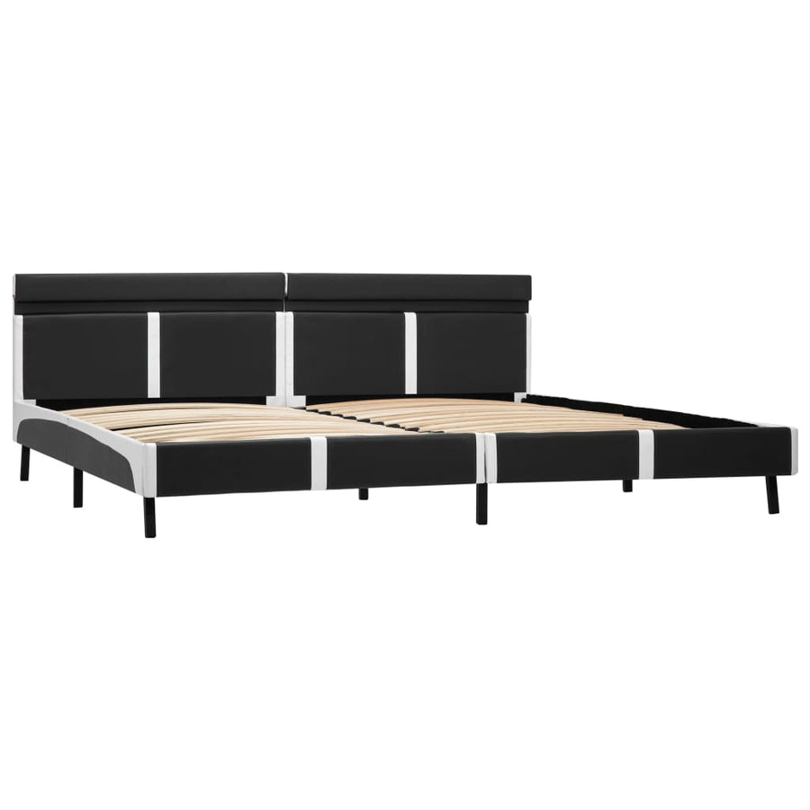Bedframe Met Led Kunstleer Grijs 180X200 Cm Grijs en wit 180 x 200 cm