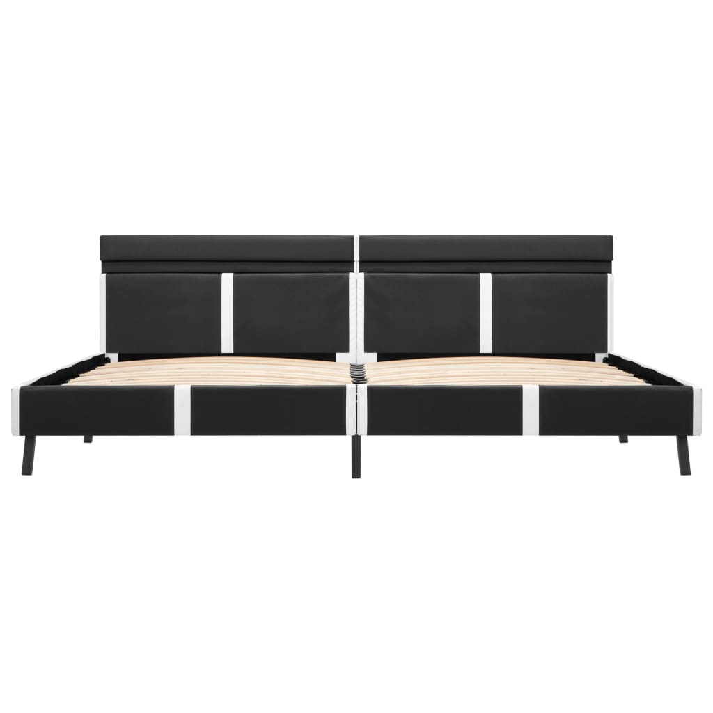 Bedframe Met Led Kunstleer Grijs 180X200 Cm Grijs en wit 180 x 200 cm