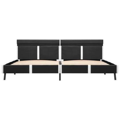 Bedframe Met Led Kunstleer Grijs 180X200 Cm Grijs en wit 180 x 200 cm