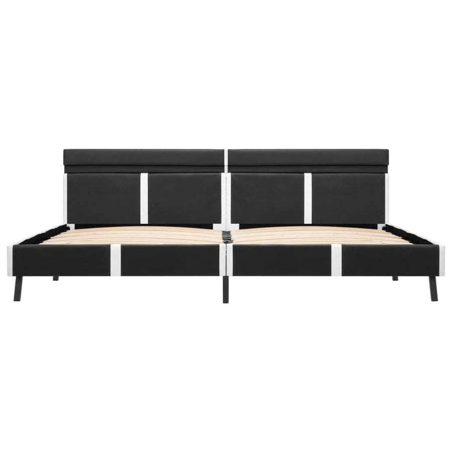 Bedframe Met Led Kunstleer Grijs 180X200 Cm Grijs en wit 180 x 200 cm