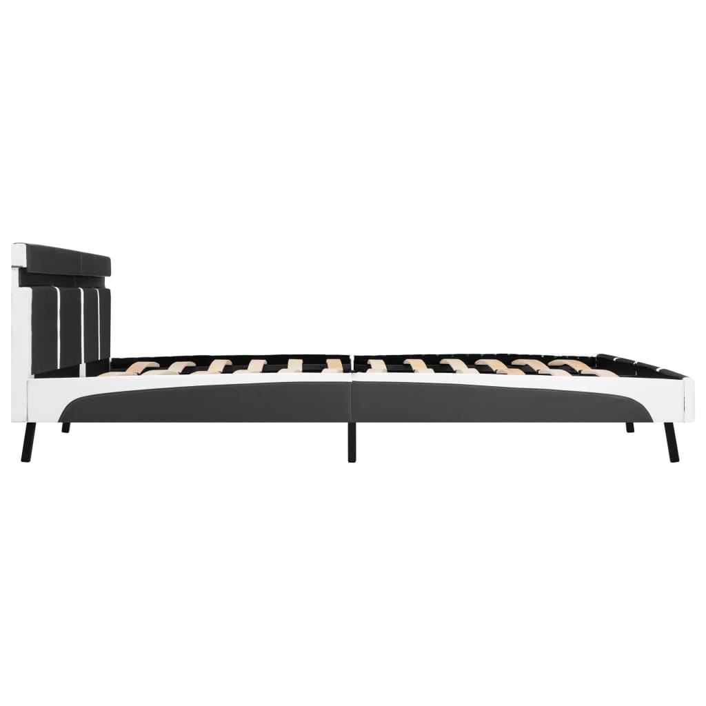 Bedframe Met Led Kunstleer Grijs 180X200 Cm Grijs en wit 180 x 200 cm
