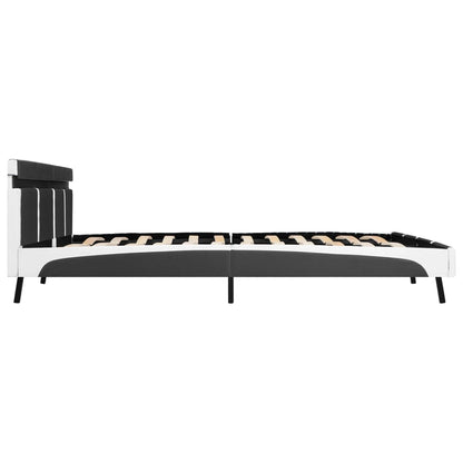 Bedframe Met Led Kunstleer Grijs 180X200 Cm Grijs en wit 180 x 200 cm