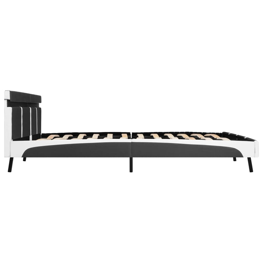 Bedframe Met Led Kunstleer Grijs 180X200 Cm Grijs en wit 180 x 200 cm
