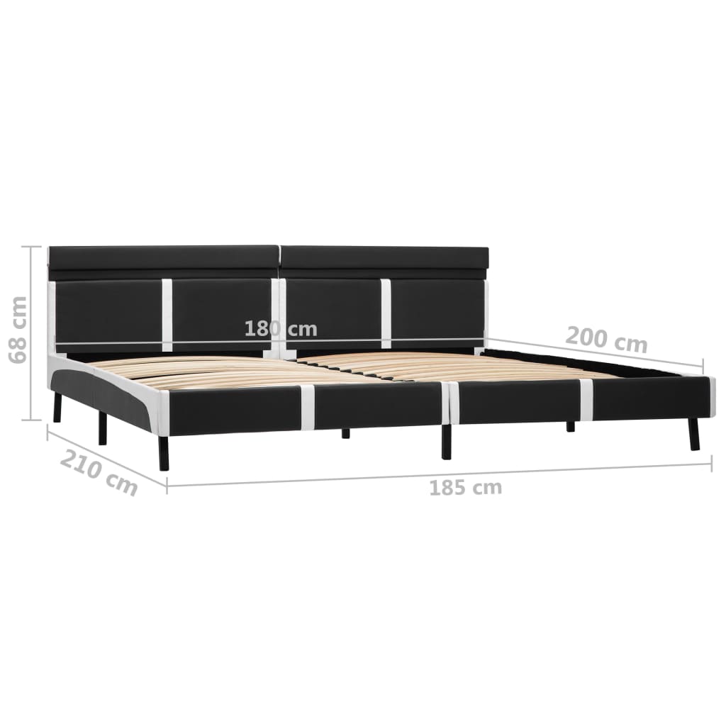Bedframe Met Led Kunstleer Grijs 180X200 Cm Grijs en wit 180 x 200 cm