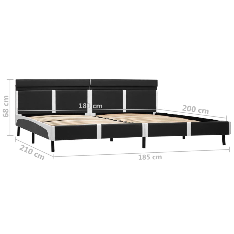 Bedframe Met Led Kunstleer Grijs 180X200 Cm Grijs en wit 180 x 200 cm